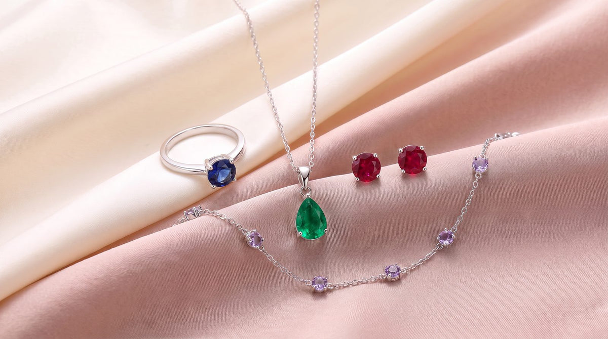 Other Gemstone Jewelry - sapphire, emerald, ruby and amethyst moissanite pieces