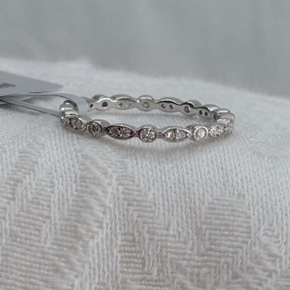 BelleAire Boutique Marquise & Round Bezel Moissanite Eternity Band, 0.37 ct, Sz 7, 8, 9, 10