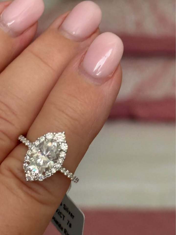 BelleAire 3.92 TCW Moissanite Marquise Ring, 925 Silver, Rhodium Plated, Size 7, 8