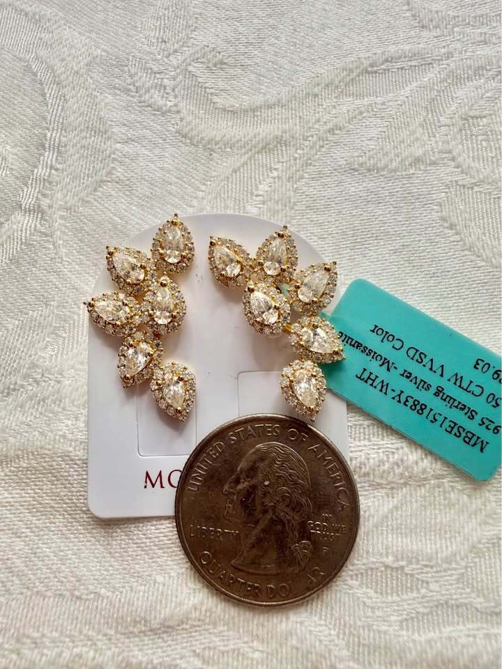 BelleAire 5.5 TCW Moissanite Earrings, Gold/925 Silver