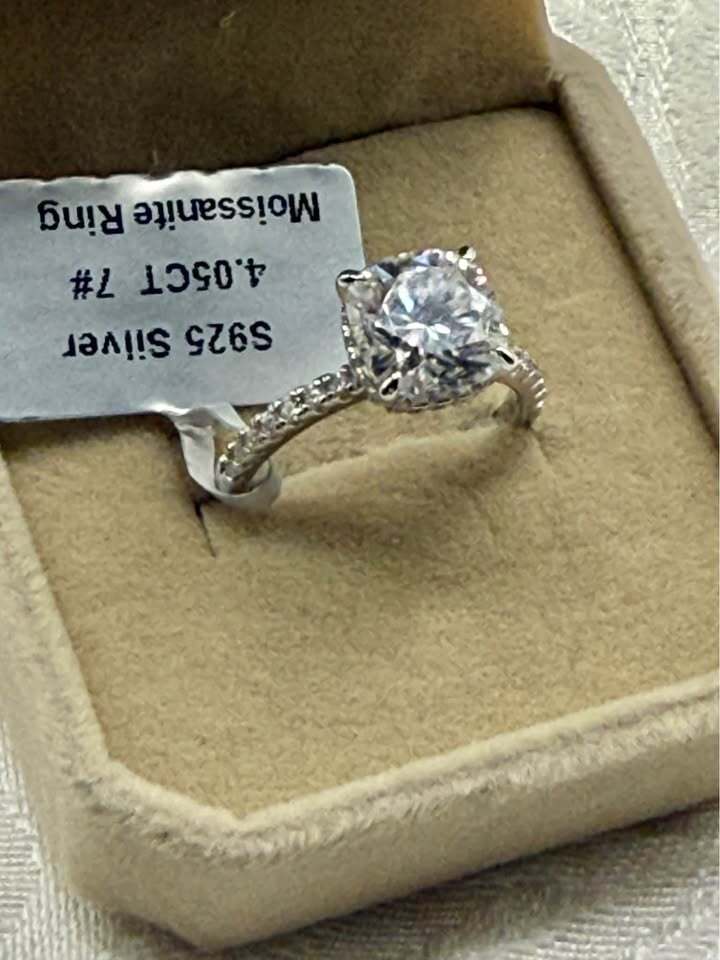 Cushion Cut Double Hidden Halo Moissanite Ring, Sz 7 (Copy)