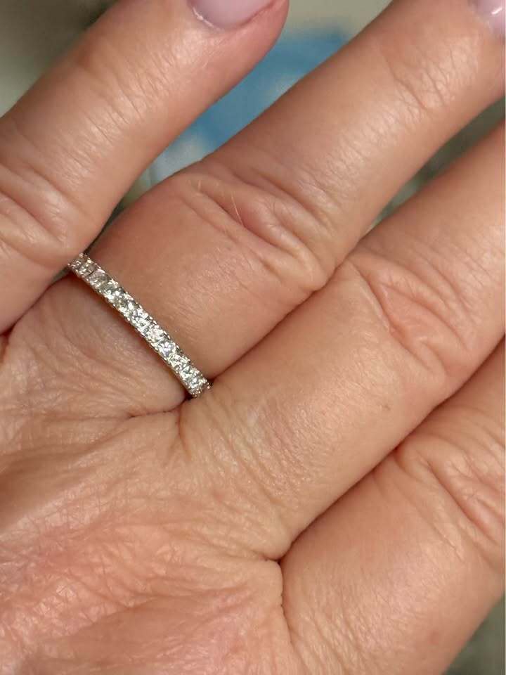 BelleAire Boutique 2mm Moissanite, 925 Sterling Silver Eternity Band, Sz 6, 7, 8, 9, 10