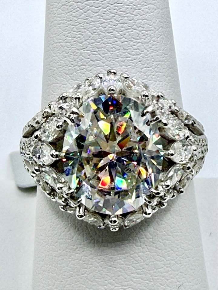BelleAire 8.3 TCW Moissanite Statement Ring, Sz 8