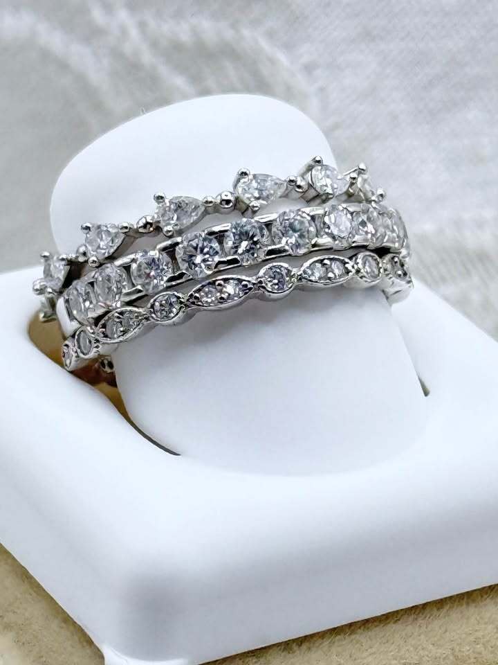 BelleAire Moissanite Stacking Rings sizes 7 and 8