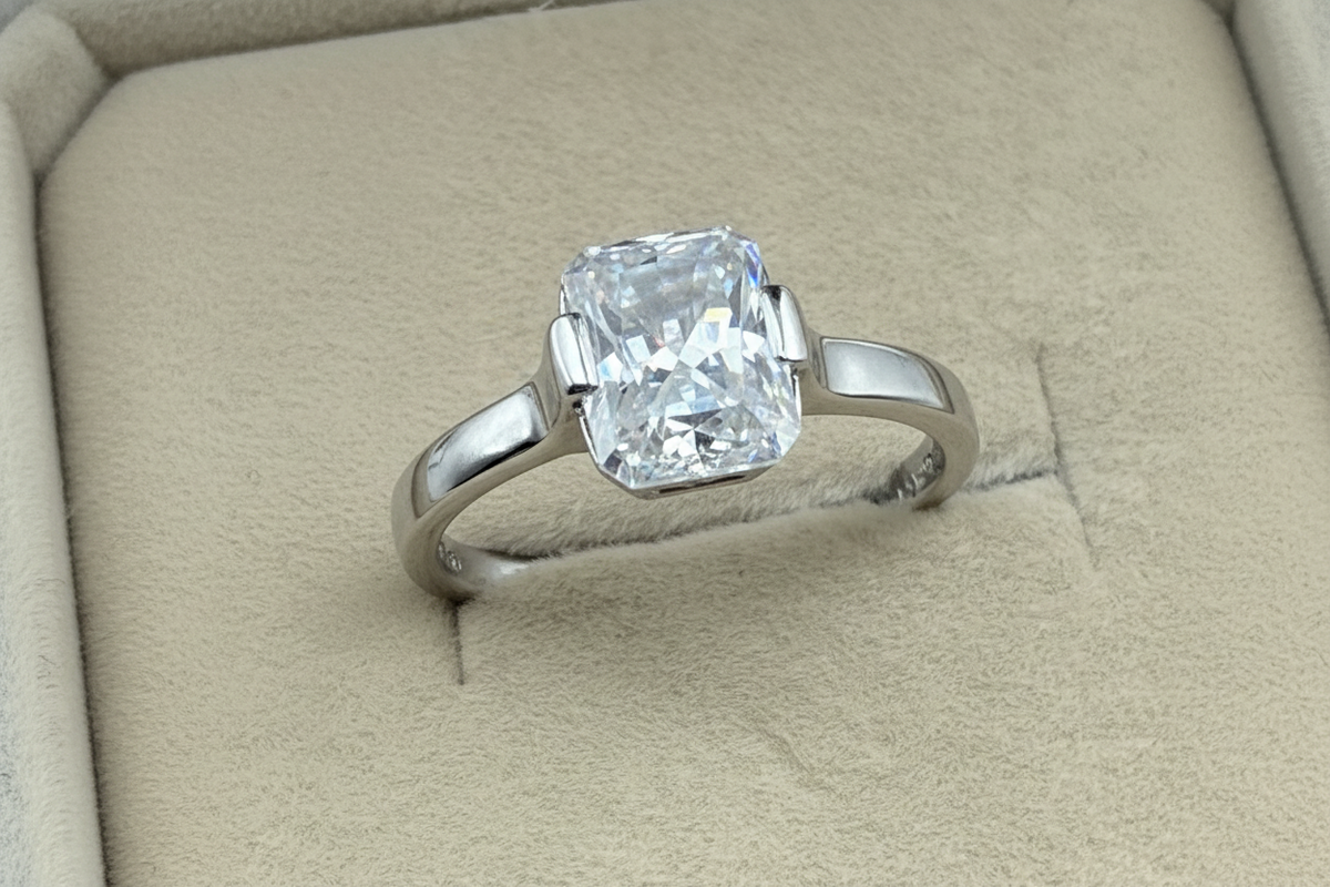 2 CTW Radiant Cut Moissanite Solitaire Ring, Size 7