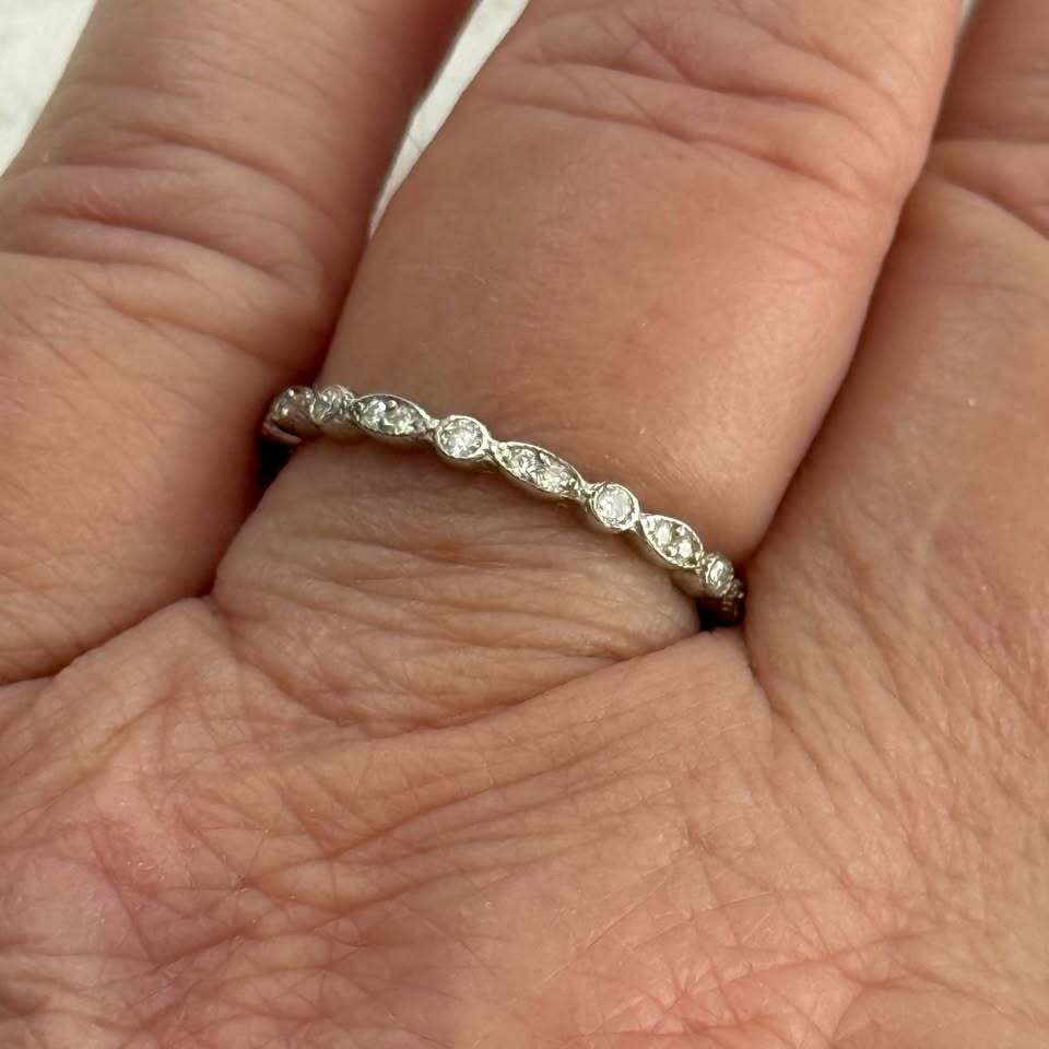 BelleAire Boutique Marquise & Round Bezel Moissanite Eternity Band, 0.37 ct, Sz 7, 8, 9, 10