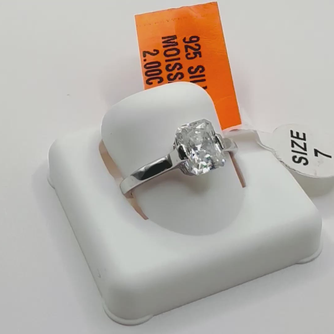 2 CTW Radiant Cut Moissanite Solitaire Ring, Size 7